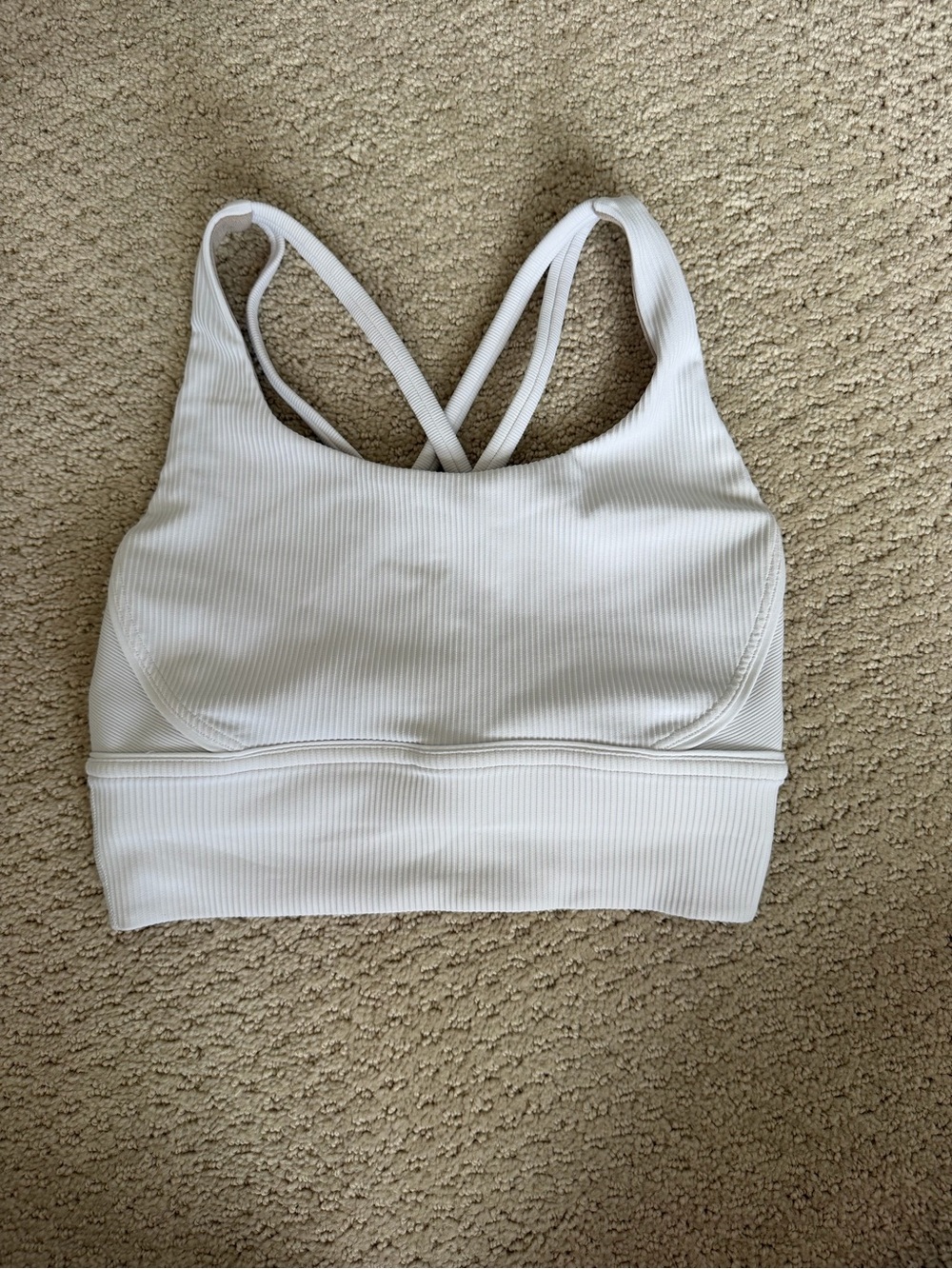 Lululemon White Ribbed Strappy Sports Bra